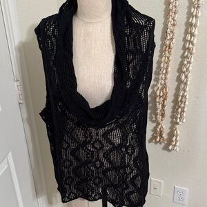 Free People Black Crochet Blouse